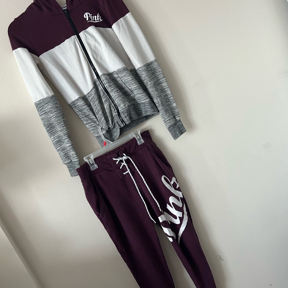 PINK Victoria's Secret Purple and Gray Track Pants